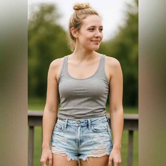 🖤2FOR$30Aeropostale Light Blue High-Waist Distressed Denim Shorts - Picture 1 of 11